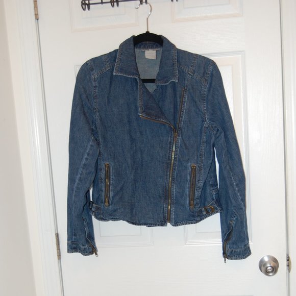 Jones New York Women's Denim Blue Jean Jacket W/Side Zipper Size 4 - Picture 1 of 12
